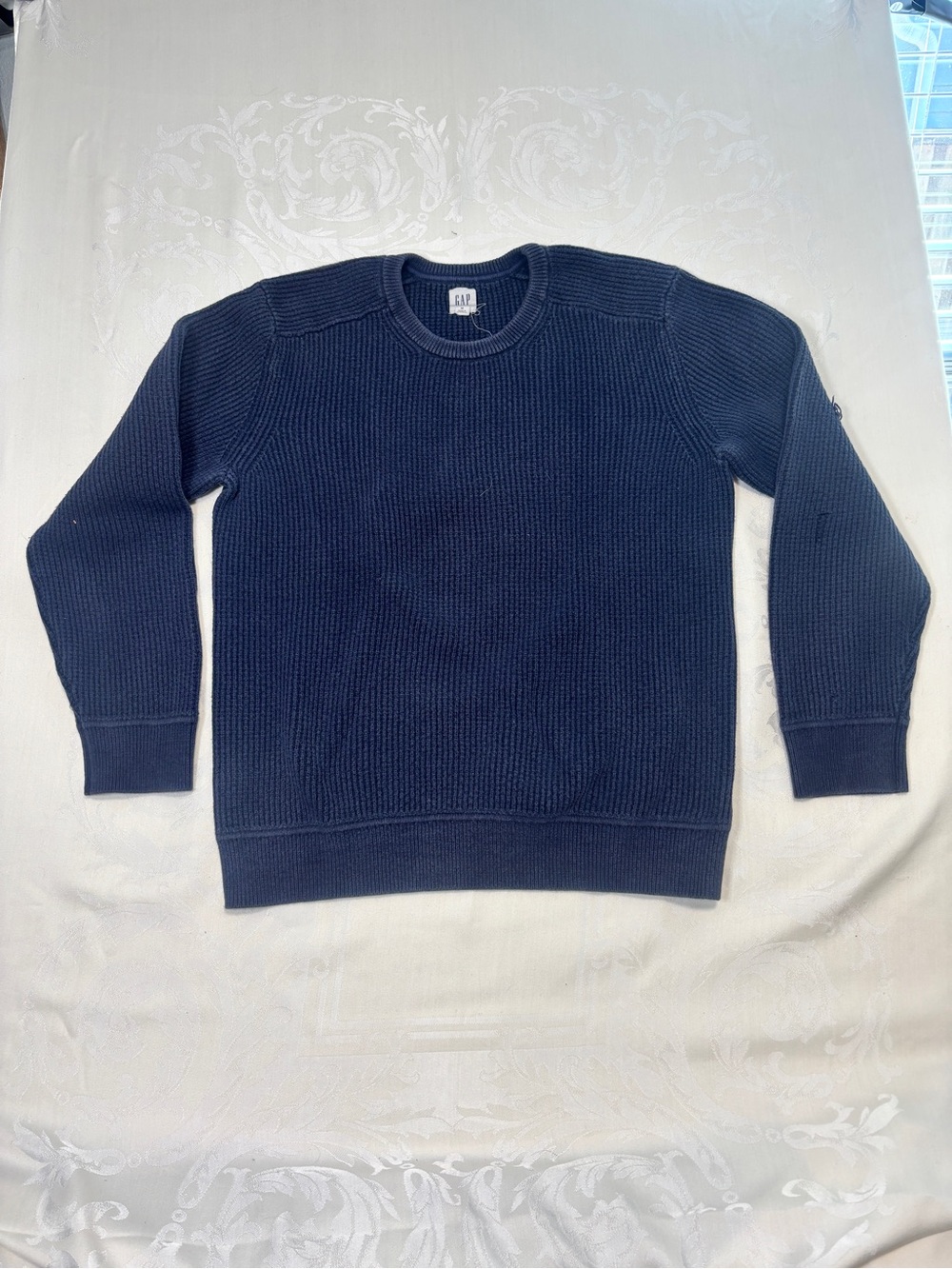 GAP Men's Dark Navy Crewneck Waffle Knit Sweater